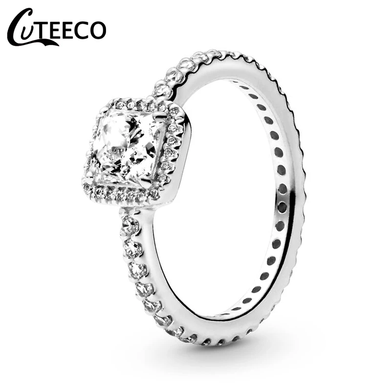 CUTEECO, модный, вечный, элегантный, серебряный цвет, Свадебный перстень для женщин, простой, блестящий, сложенный, ювелирные изделия, обручальное кольцо