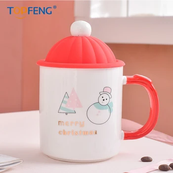 

TopFeng 420ML New Christmas Ceramic Coffee Mug 3D Snowman Creative Cartoon Milk Breakfast Cup Christmas Gift