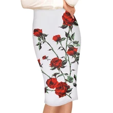 Женские сексуальные эластичные юбки-карандаш с цветочным принтом сзади, пушистая юбка миди