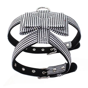 

Striped Pattern Dog Vest Harness Check Pattern Puppy Collar Cat Leash Quick Release Doggie Microfiber Lead