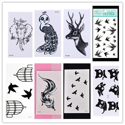 Hot Black Animal Waterproof Tattoo Men Women Temporary Tattoo Sticker Water Transfer Fake Tattoo Multi Styles