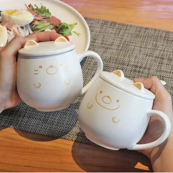 

Creative Cartoon Cat Belly Mug Cute Ceramic Coffee Cup with Lid Spoon 300ml Household Breakfast Milk Mugs Children Drinking Cups