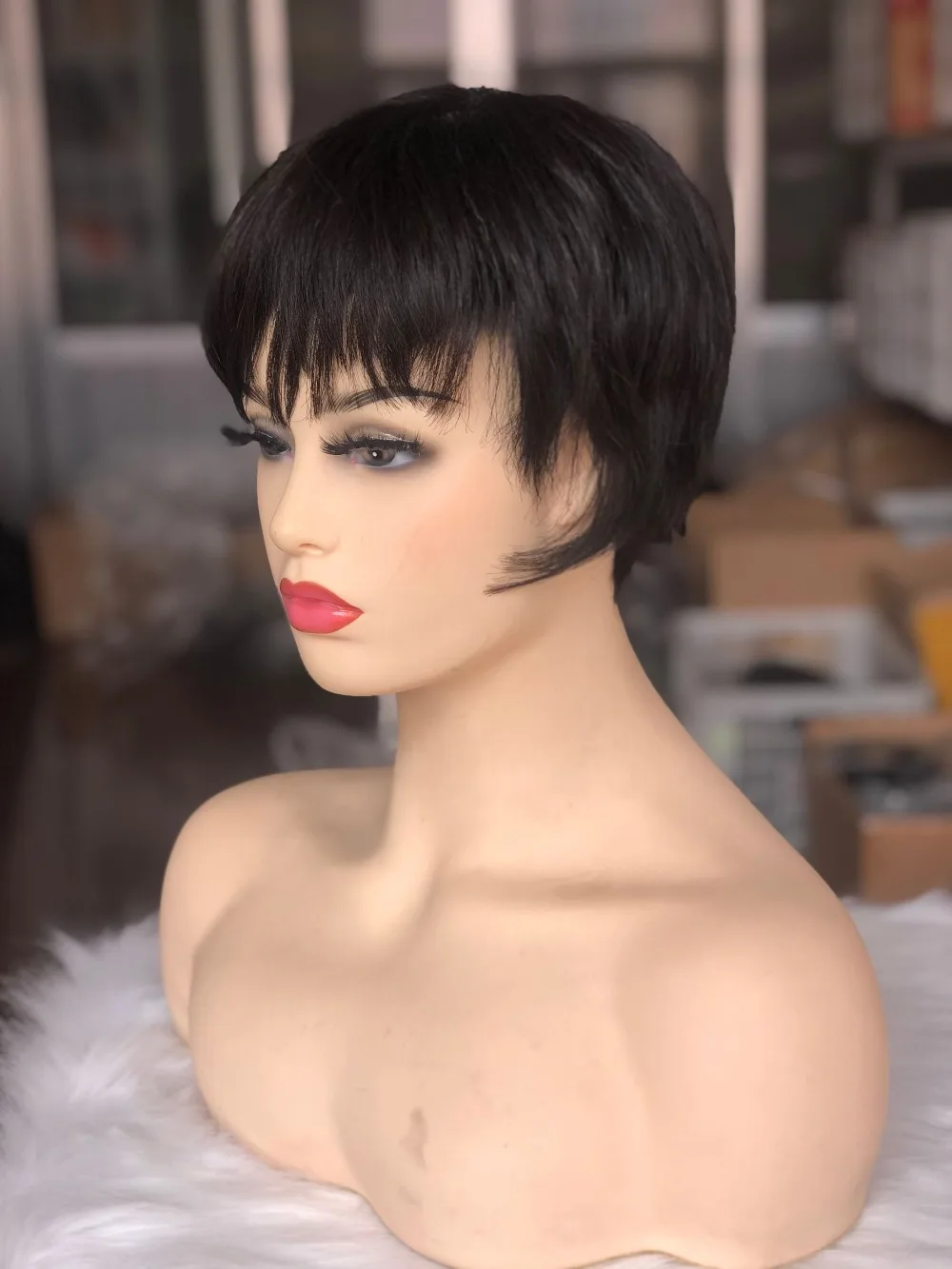 Eseewigs Cute Short 100% Brazilian Human Hair Pixie Cut Wigs for White Women full lace human hair wigs (2)