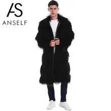 Осенне-зимнее пальто куртка мужская пушистая куртка из искусственного меха отложной воротник длинный рукав до колена теплая плюшевая куртка плюс размер 3XL