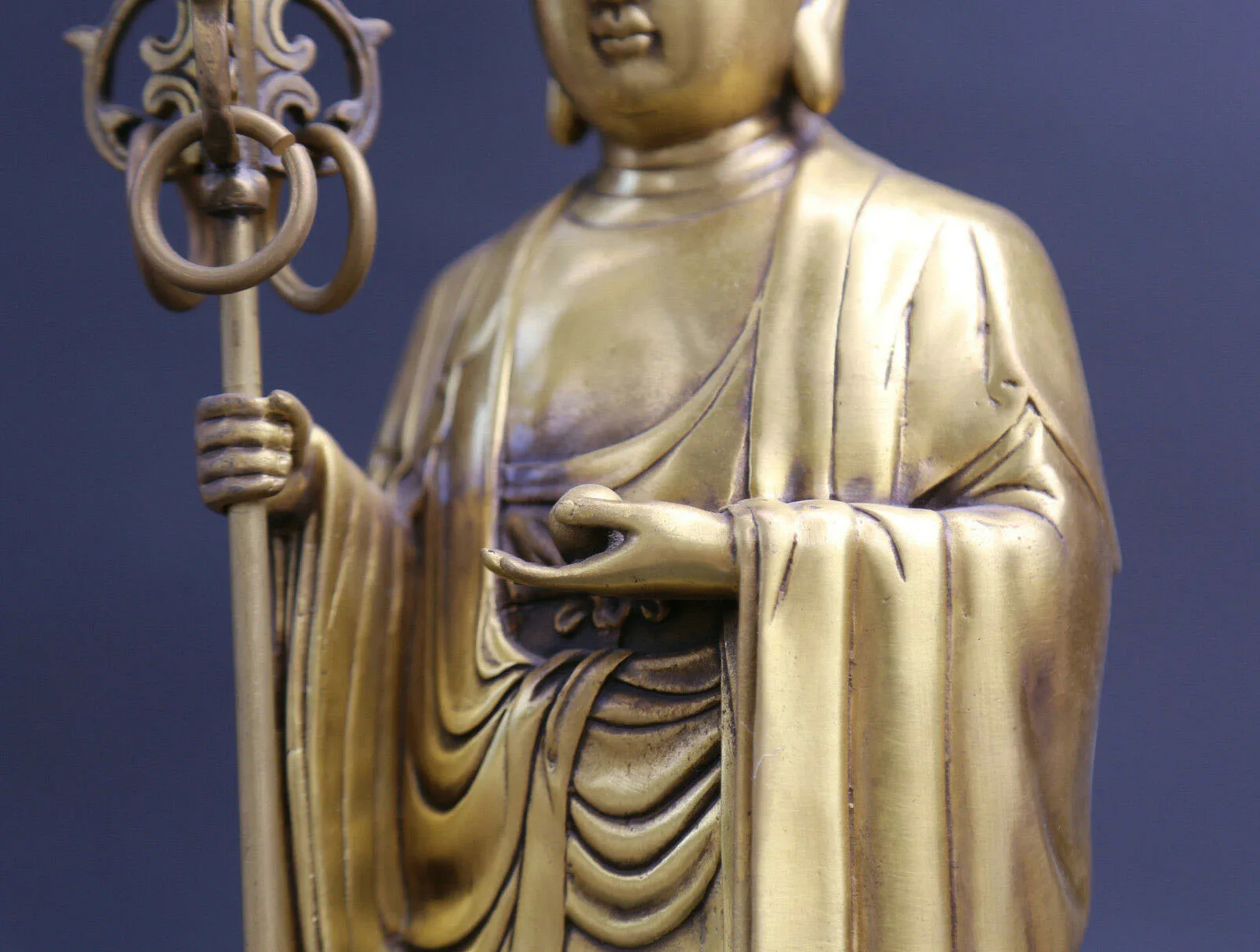 15," Китайский буддизм латунь Ksitigarbha Boddhisattva Стенд статуя цветка лотоса