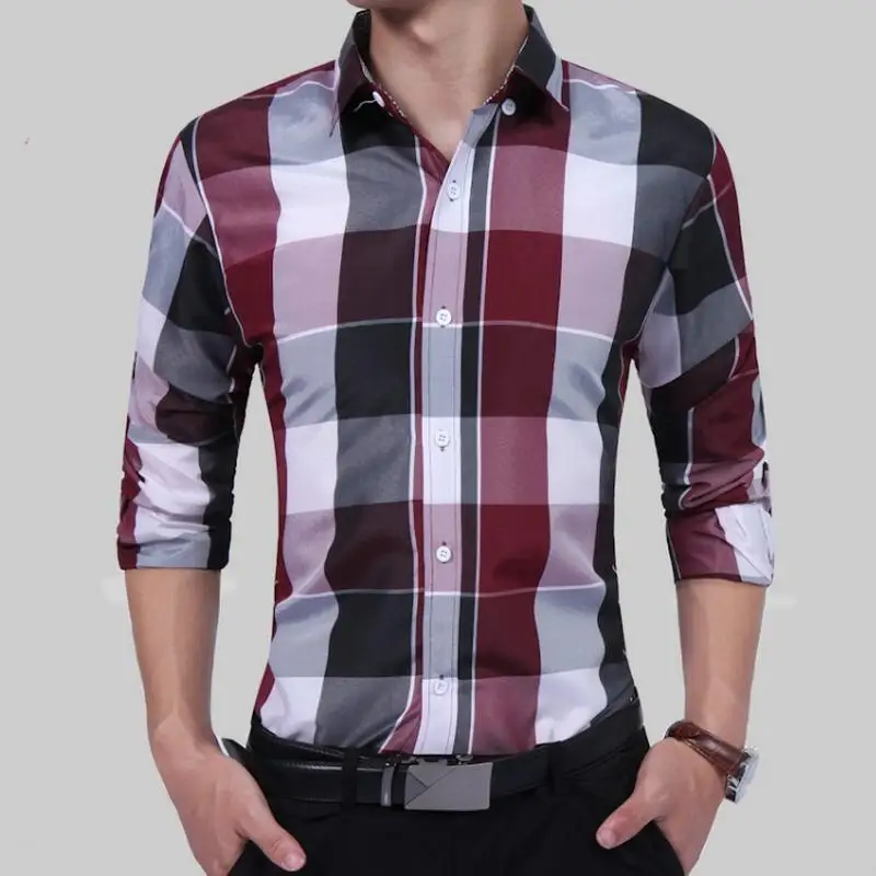 Najtaniej Męska Plaid koszula 2019 męska Slim z długim rękawem biznes koszula na co dzień Camisa masculina moda marka zapinana jesień koszula na co dzień