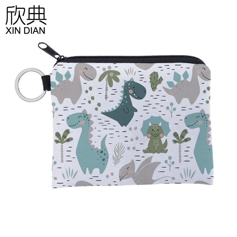 

Small and pure and fresh art van cartoon dinosaur zero wallet waterproof receive bag portable character card bag key bag