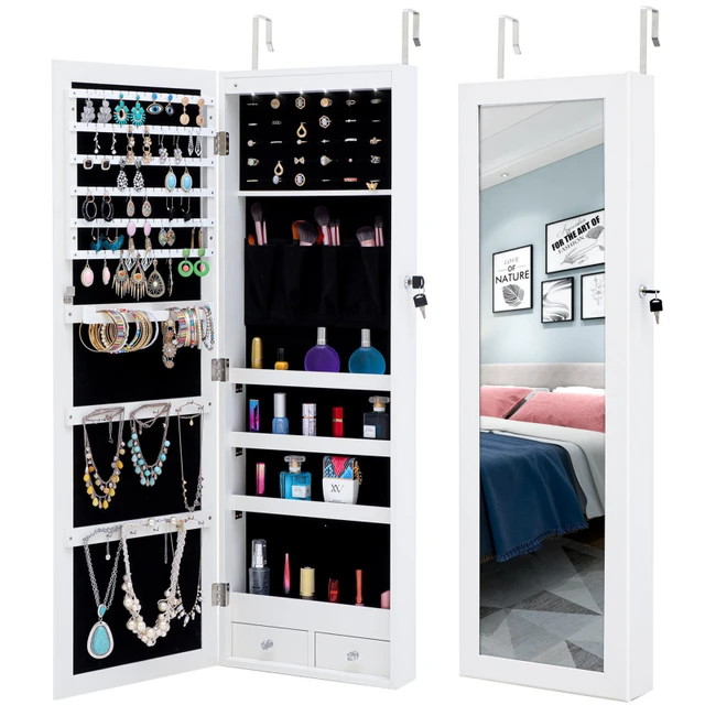 خزانة مجوهرات بها مرآة مع درج تخزين المجوهرات ، مرآة الحائط/الباب ، خزانة  المجوهرات ، مرآة تزين لغرفة النوم _ - AliExpress Mobile