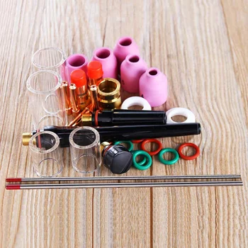 

New 31Pcs TIG Welding Torch Stubby Gas Lens Glass Pyrex Cup Collect Body Kit for WP-17/18/26 Series Tool Accessory
