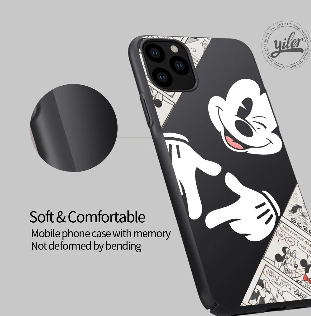Fundas черный чехол для телефона с мышкой для Apple iPhone 11 Pro max чехол для iPhone 7 8 6 6S Plus X XS чехол для max XR для iPhone 5 5S SE 6 8