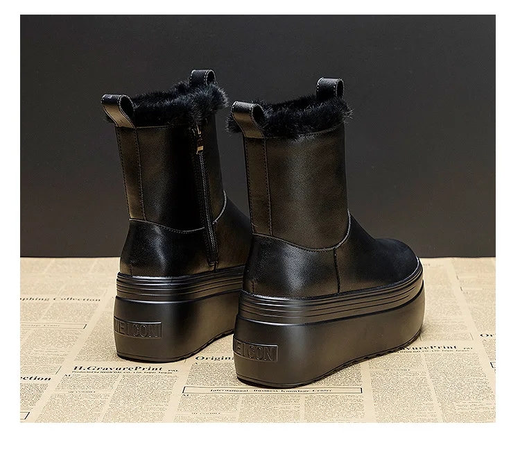 8cm Warm Microfiber Boots for Women - true-deals-club
