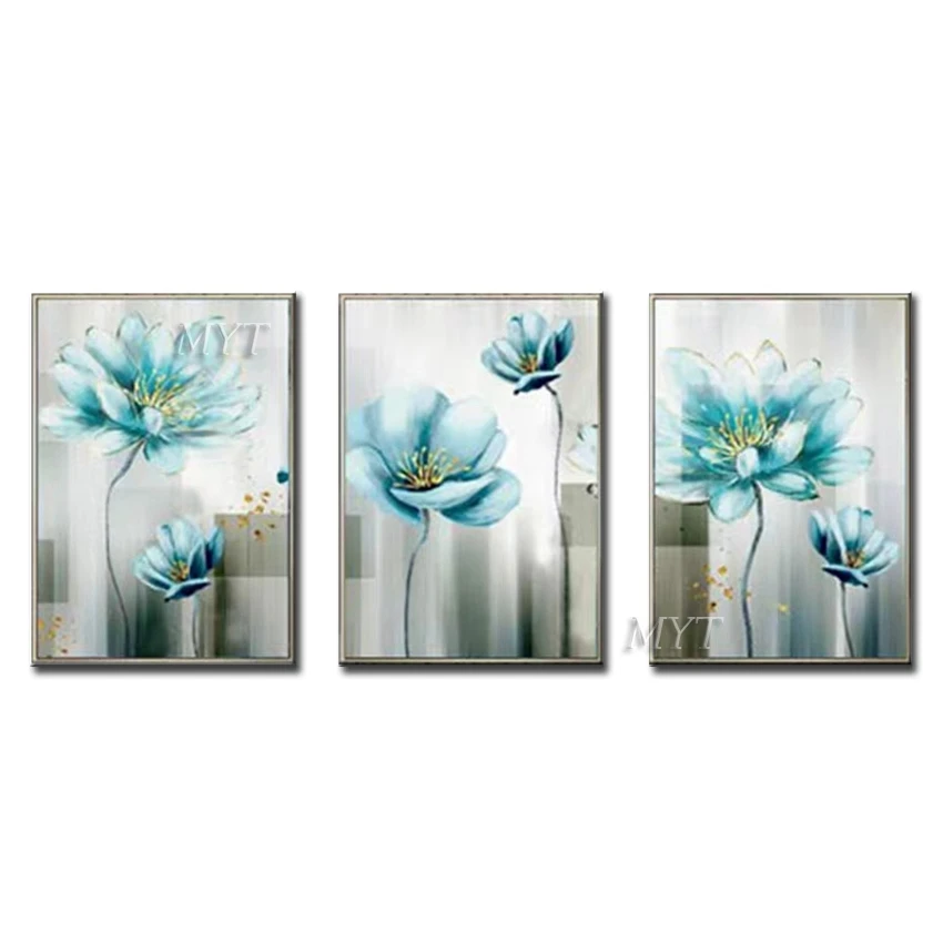 

Blue Flower Abstract Diagramoil Painting Wall Art Home Decor Picture Modern Oil Painting On Canvas Wedding Decoration No Framed