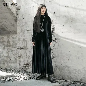 

XITAO Straight Women Dress Fashion New 2020 Spring Split Pleated Small Fresh Casual Minority Waist Casual Loose Dress DMY3277