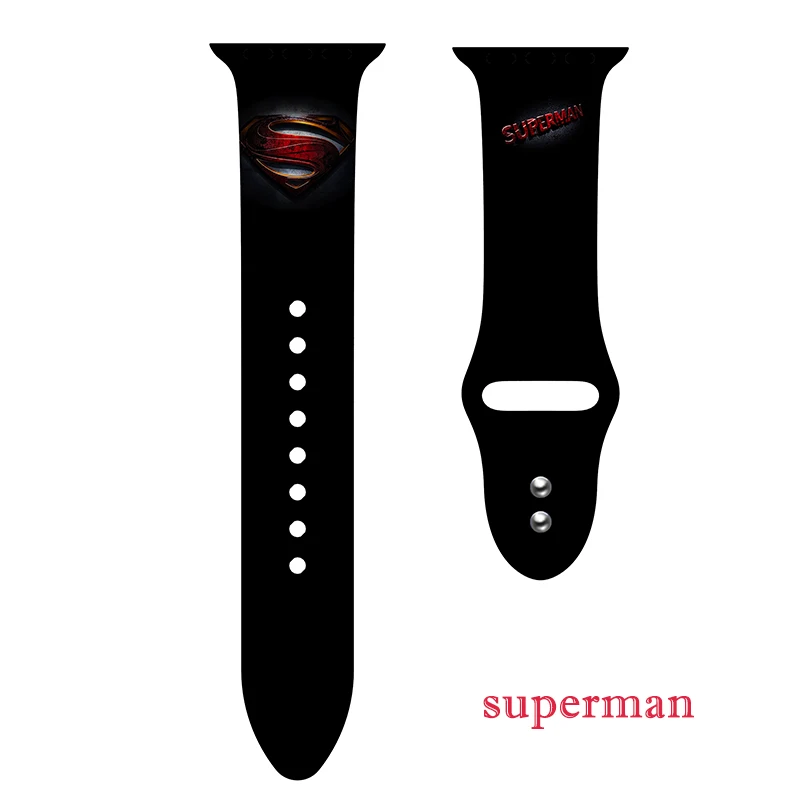 40mm 44mm Silicone Christmas Band For Apple watch 5 4 3 2 1 Bands Floral Printed Strap for iWatch Series 5 4 3 2 38mm 42mm Gifts - Цвет ремешка: superman
