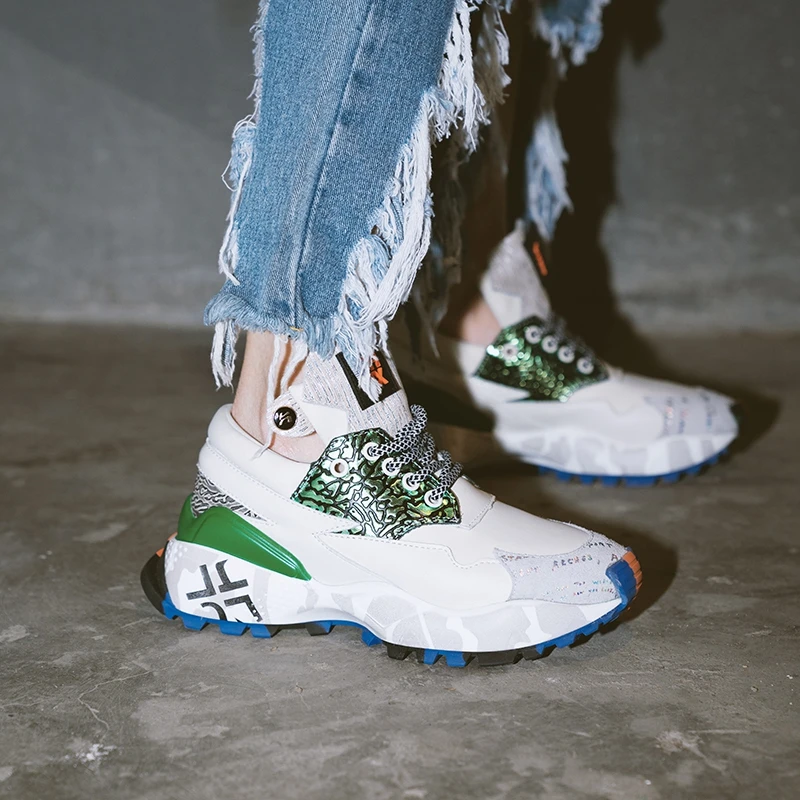 Zapatos de mujer; кроссовки на платформе; женская повседневная обувь из коровьей кожи; женские кроссовки разных цветов из эластичной ткани; basket femme