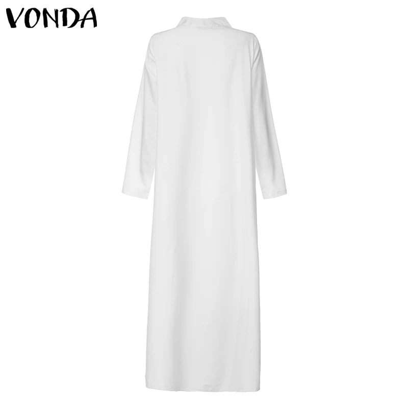 Макси длинное платье VONDA сексуальное с v-образным вырезом с длинным рукавом печатное Повседневное платье для будущих мам свободный вечерние сарафан, пляжное платье S-5XL
