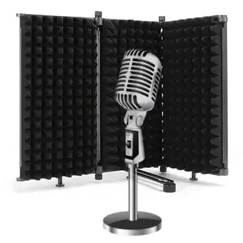 

Microphone Soundproof Screen Three-door Windshield Portable Soundproof Screen Noise Prevention Recording Microphone Soundproof