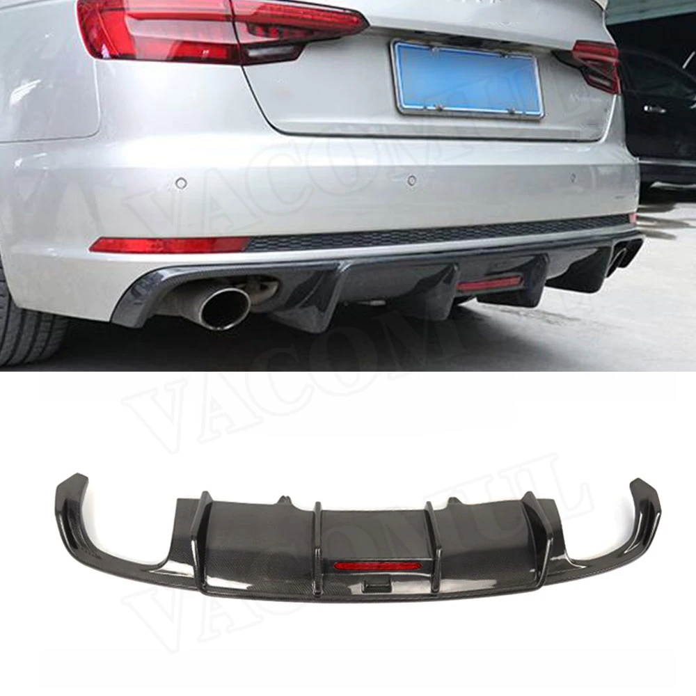 

Carbon Fiber Rear Bumper Lip Diffuser Spoiler With Light For Audi A4 S4 B8.5 B9 K Style 2013 -2019 not For A4 Standard