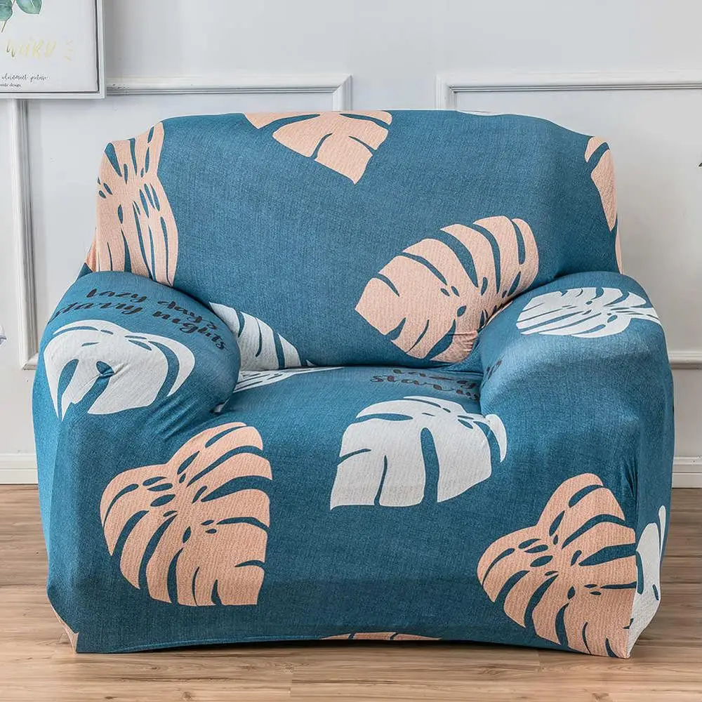 1 Seat 90-130 cm Yeahmart, новинка 123, универсальный эластичный чехол для дивана на двоих, защитный чехол для дивана, эластичный чехол с рисунком листьев, стиль кантри - Цвет: 1 Seat 90-130 cm