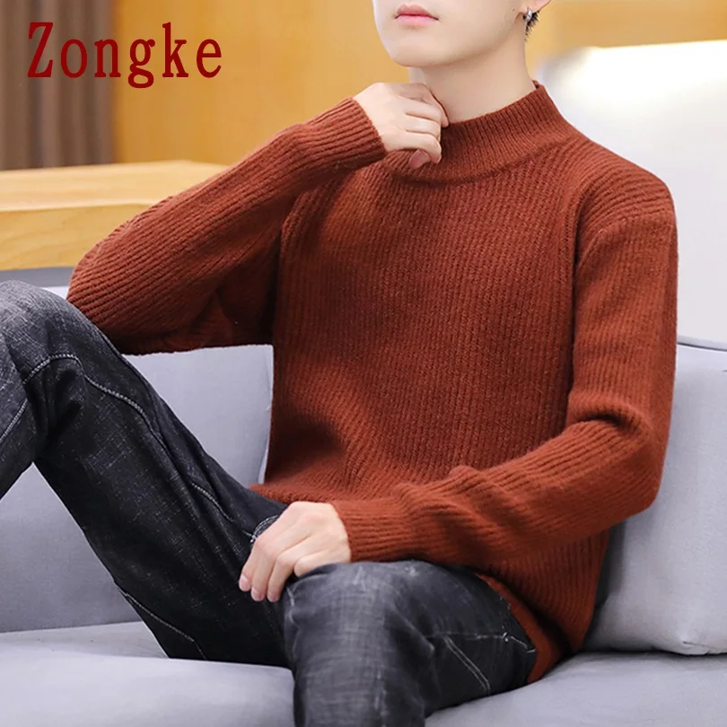 Zongke, однотонный Повседневный зимний свитер, мужской свитер, пуловер и свитер для мужчин, зимние мужские свитера для осени, новая мужская одежда, XXXL
