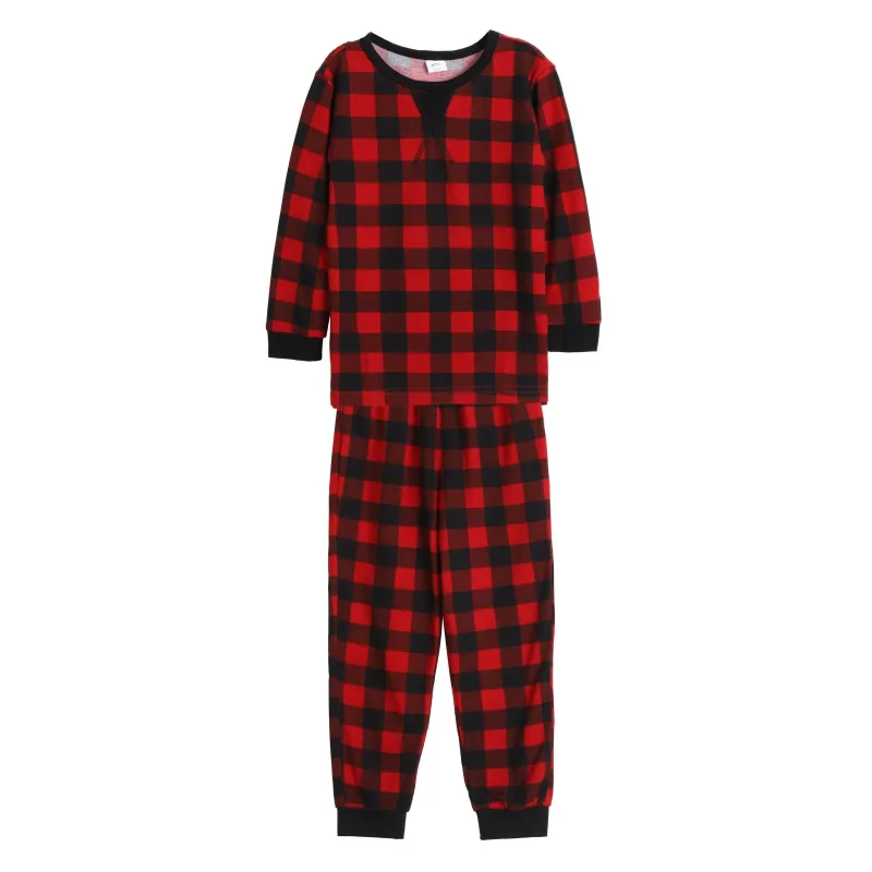 Christmas Matching Family Clothes Homewear Black And Red Plaids Leisure Pajamas For Mom, Dad, Kid, Baby Red XXL