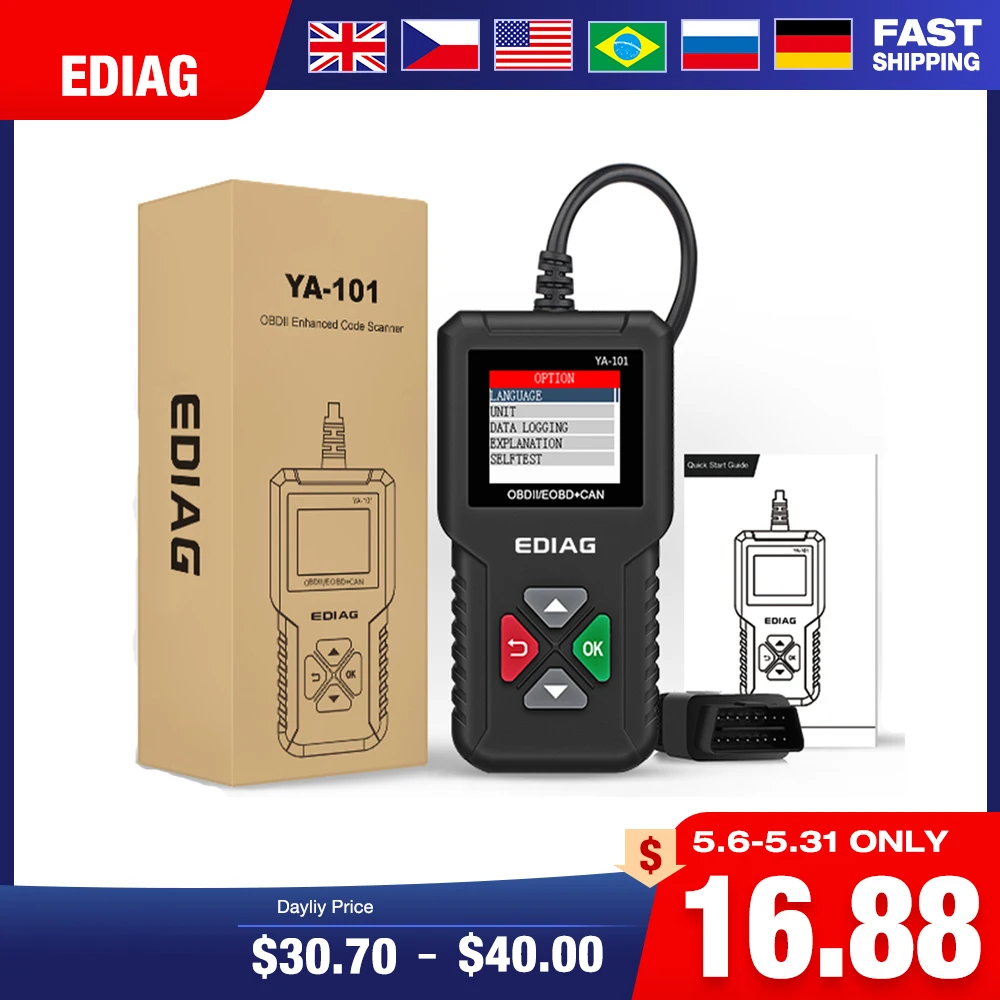 Диагностический сканер EDIAG OBD2 EOBD диагностический прибор с полным сканированием