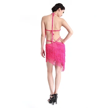 

Sexy Women Dance Dress Lady Night Latin Ballroom Dance Tieback Fringe Dress!