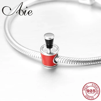 

Red enamel 925 Sterling Silver DIY creative Nail polish bottle fine beads Fit Original Pandora Charm Bracelet Jewelry making