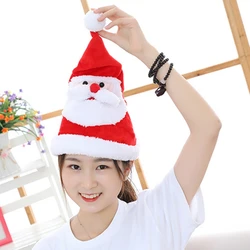 Gorro de Papá Noel de felpa suave para niños, Sombrero Loco de Navidad, recuerdo de fiesta, suministro de batería, canciones, LED, sombrero de salto de vacaciones