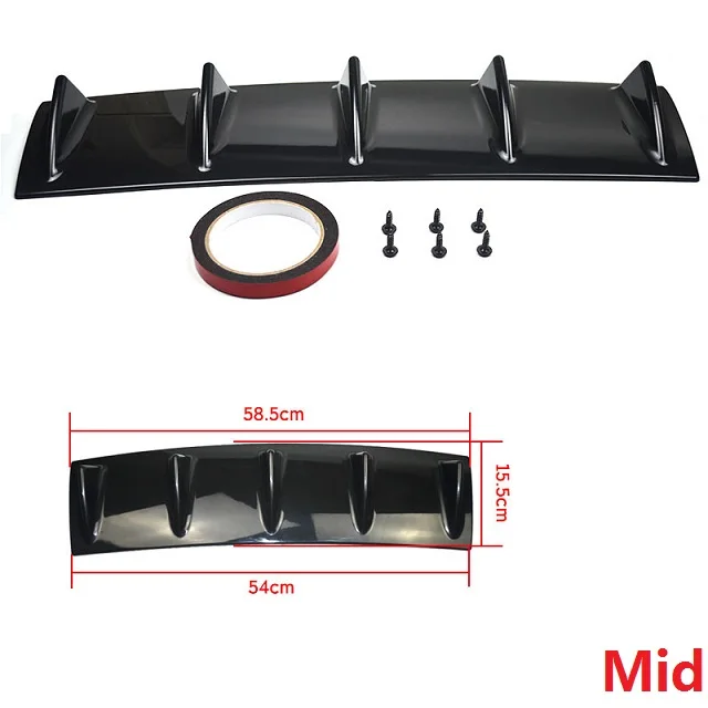2020NEW Universal Car Tail Spoiler Skirt Chassis Shark Bumper Deflector Lips ABS Modified Accessories Multifunction Lovely Hot - Цвет: Mid