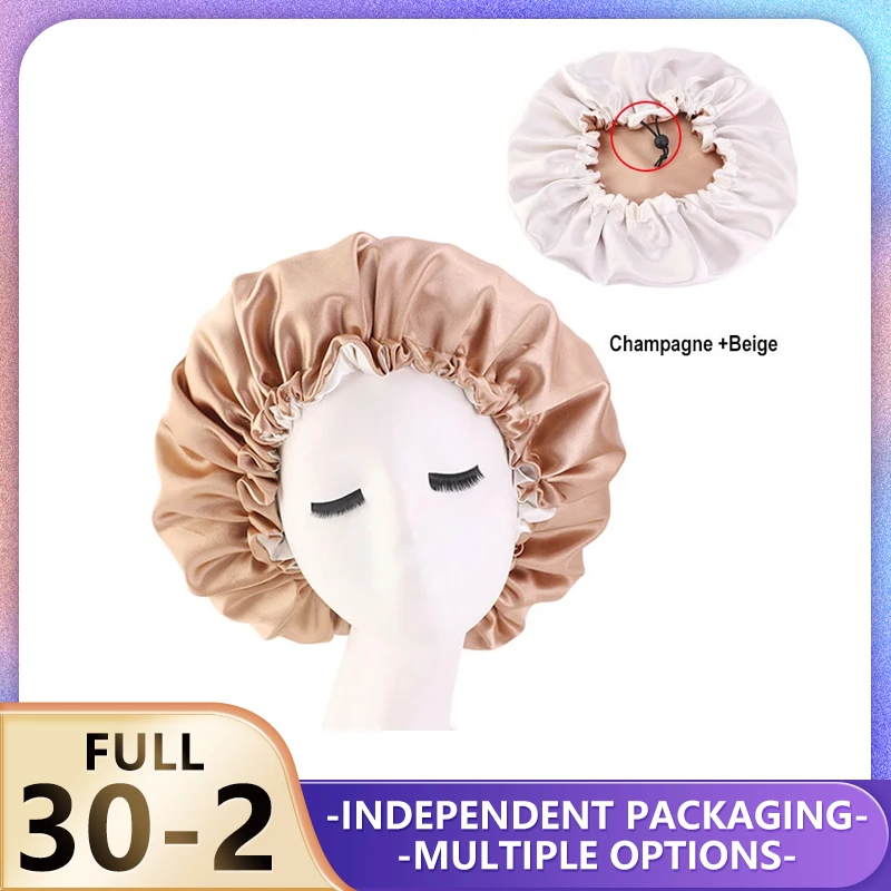 Reversible Satin Hair Caps Women Double Layer Adjust Sleep
