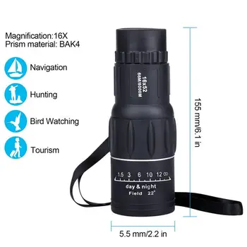 

Monocular Telescope Binoculars 16X52 16X52 Dual Focus Monoshock Spotting Scope Compact Traveling Adjustable