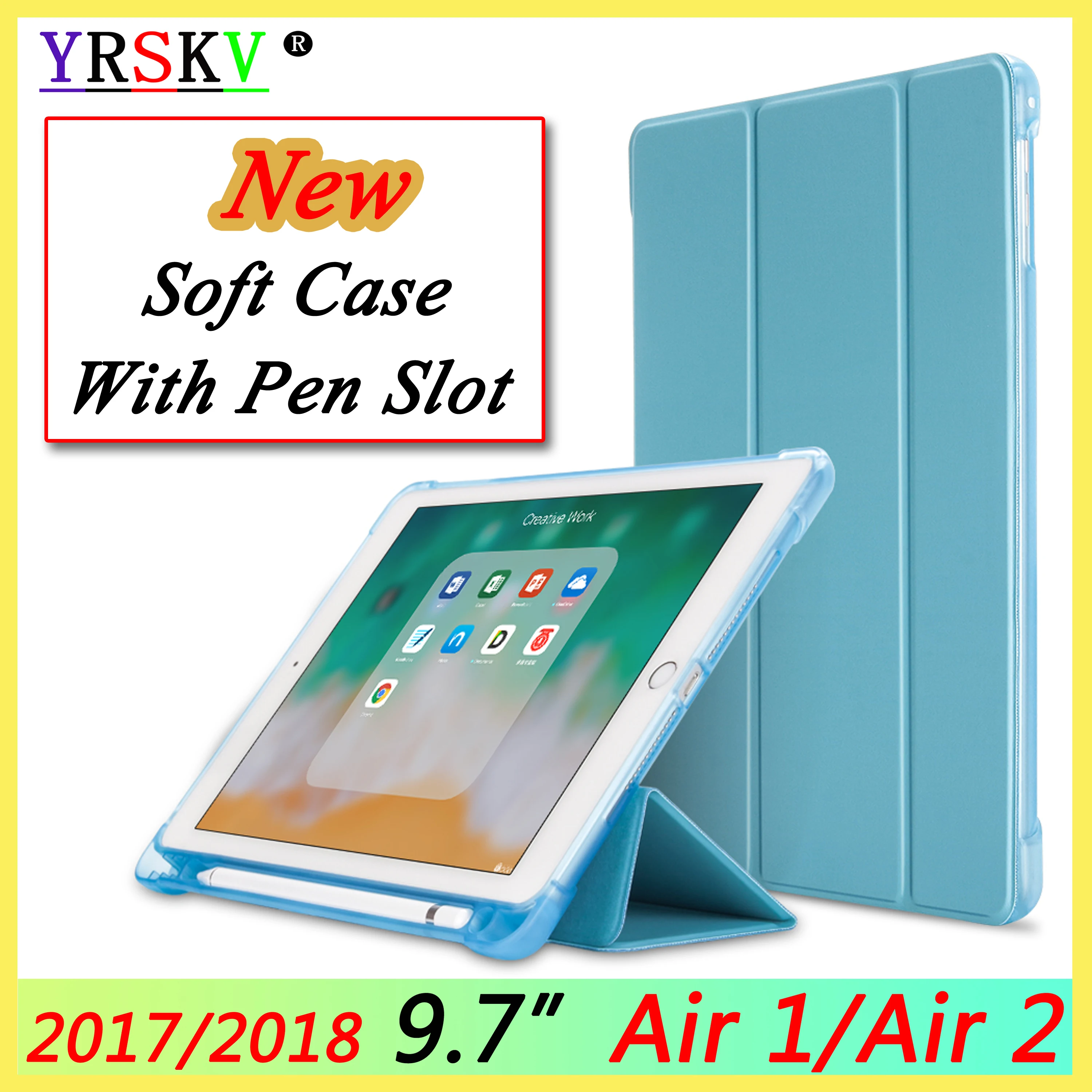Новый чехол для iPad Air 1 2 (с держателем карандаша) 9 7 дюйма 2017/2018 5-го 6-го поколения
