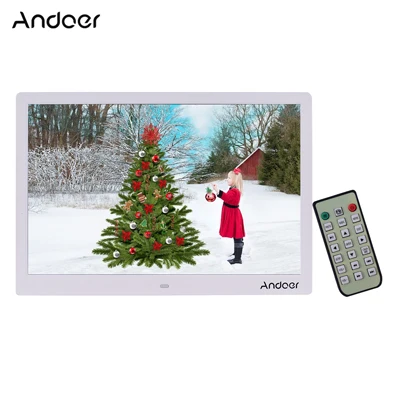 Andoer 15,4 дюймов 1280*800 светодиодный цифровая фоторамка 1080P HD видео воспроизведение с пультом дистанционного управления музыкальный фильм электронная книга - Цвет: Белый