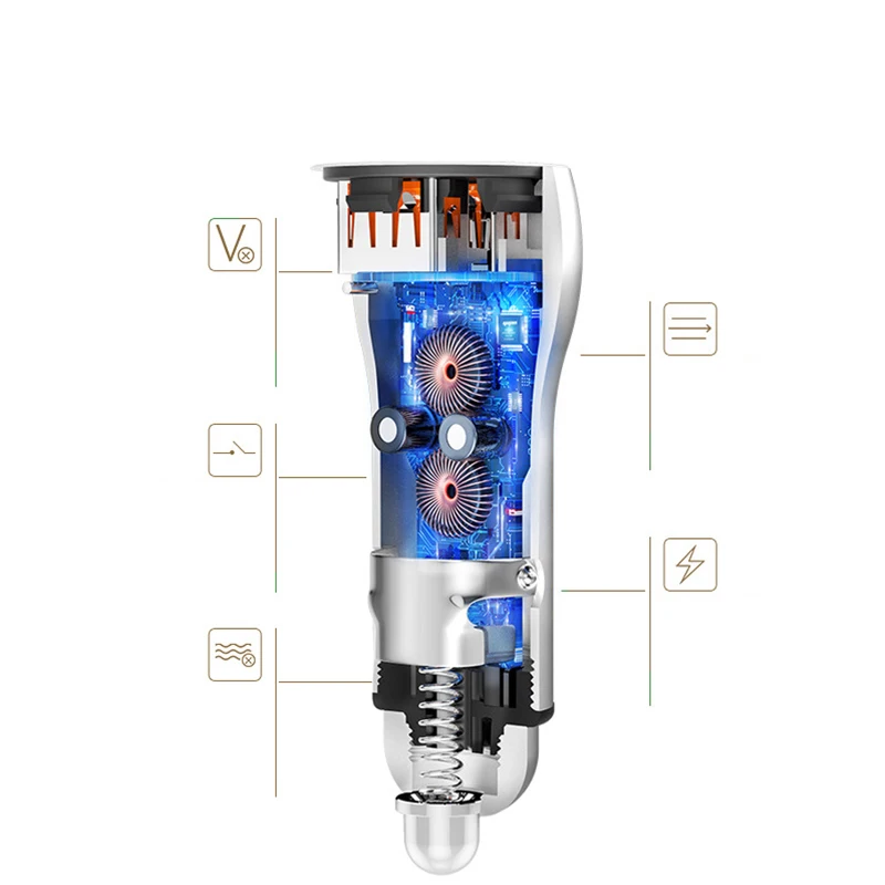 3.1A мини USB Автомобильное зарядное устройство металл Быстрая зарядка двойной USB универсальный мобильный телефон автомобильное зарядное устройство для Xiaomi samsung iPhone 6 7 X планшет