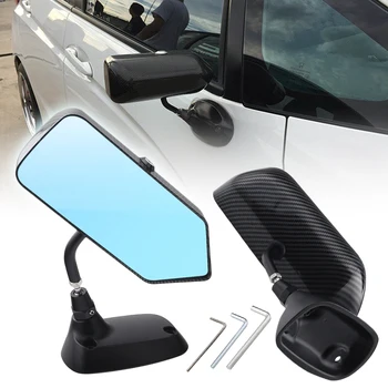 

2pcs Car Rearview Aluminum Alloy Carbon Fiber Rearview Mirror Blue Mirror Modified Rearview Mirror Universal for Car