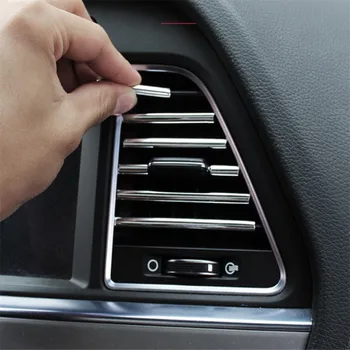 

10PCS PVC Car Conditioning Air Outlet Bright Decoration Strip Universal Car Accessories Interior Decorative U-shaped Clip