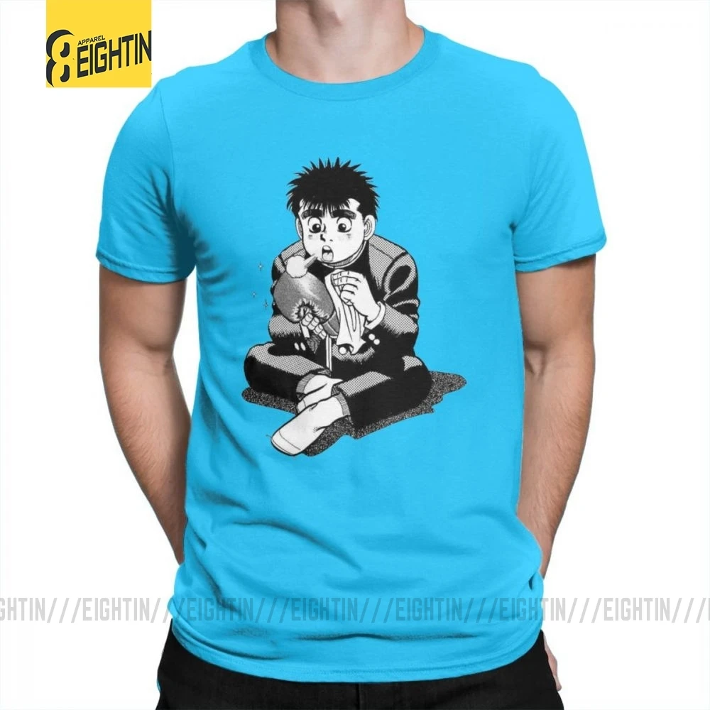 Hajime No Ippo Makunouchi, футболки с коротким рукавом, новинка, футболка, мужская, с принтом, вырез лодочкой, очищенный хлопок, футболки, спорт, бокс - Цвет: Medium Blue