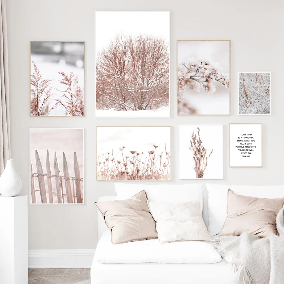 Snow Tree Dandelion Flower Reed Leaf Plant Print Canvas Painting Home Decor Posters Wall Art Pictures Living Room Decoration | Дом и сад