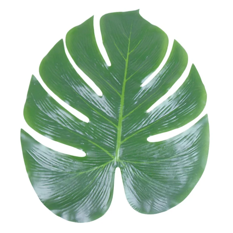 12pcs Craft Simulation Turtle Back Leaf Artificial Tropical Green Plant Home Decoration Silk Cloth Tape False Leaf