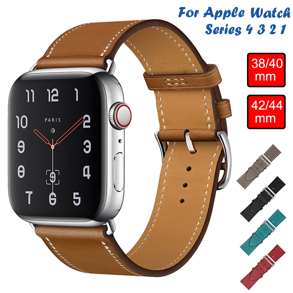 Натуральная телячья кожа один тур ремешок-браслет для Apple Watch Series 5 4 3 2 1