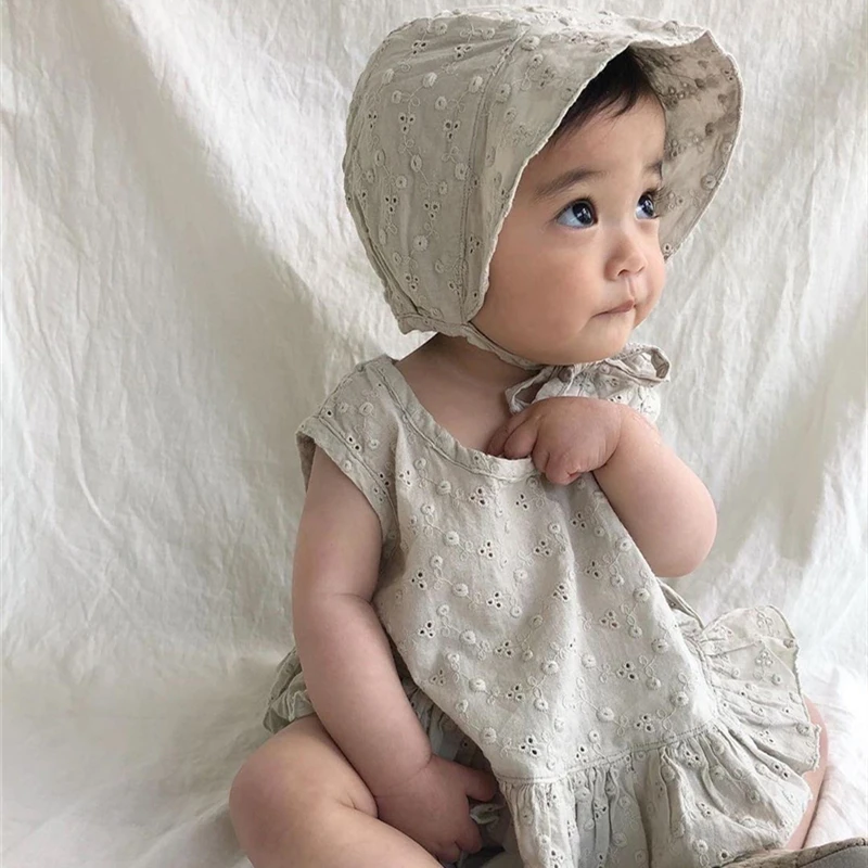 stylish baby clothing set 2022 Summer New Toddler Baby Clothing Sets for Newborns Elegant Embroidery Vest Shorts Hat Cotton Suit Kids Clothes Girls Outfit baby clothes in sets	