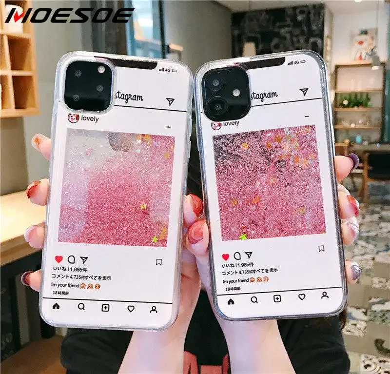 Жидкий зыбучий песок силиконовый чехол для iPhone 11 Pro Max X 6 6S 7 8 Plus Модная девушка чат