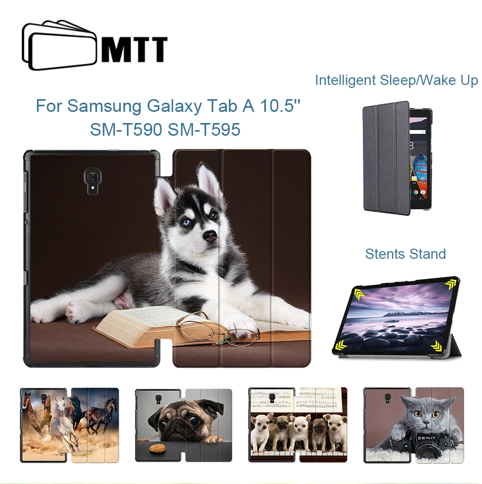 

MTT Tablet Case For Samsung Galaxy Tab A 10.5 inch Cute Dog PU Leather Smart Cover for Samsung Tab A 10.5'' funda SM-T590 T595