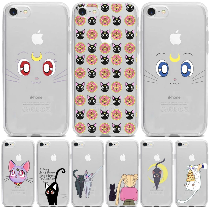 Чехол с японским аниме Sailor Moon Cats для iPhone 5 6 6S 7 8 Plus X XR 11 Pro Max яркие чехлы из ТПУ