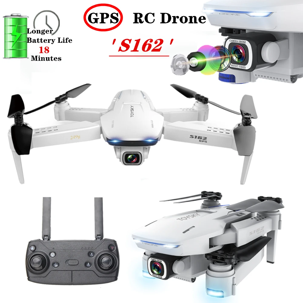 S162 GPS Drone профессиональный складной Квадрокоптер для селфи с камерой 4K Wi-Fi 600