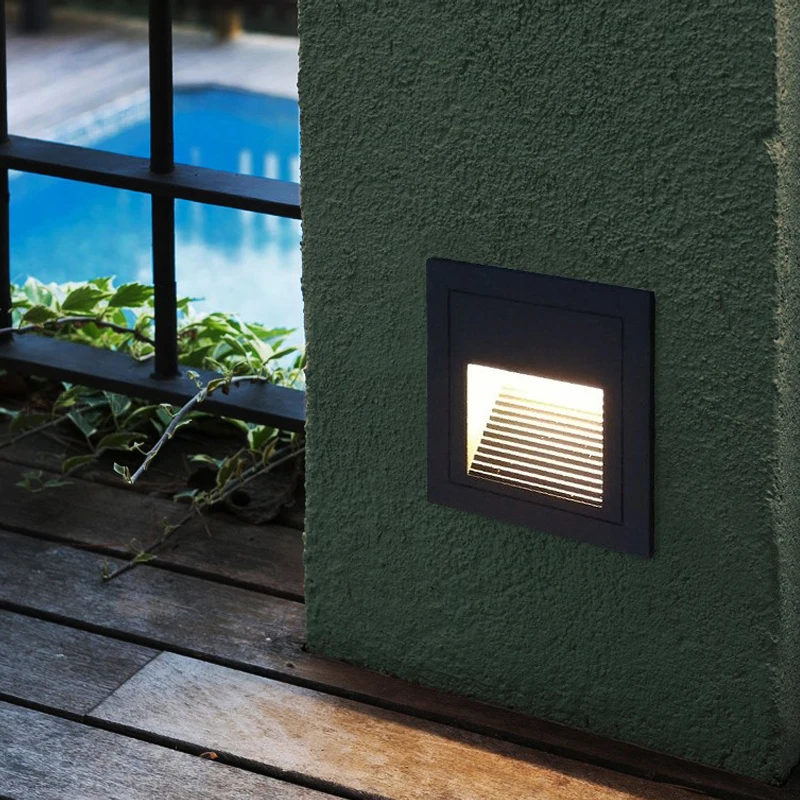 LukLoy LED Floor Light Outdoor Recessed Step Light Square Corner Light Outdoor Rainproof Corner Light Park Community Villa