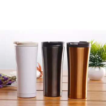 

500ML 304 Stainless Steel Flip Car Water Cup Practical Thermos Cup Coffee Cup with Lid for Automobile