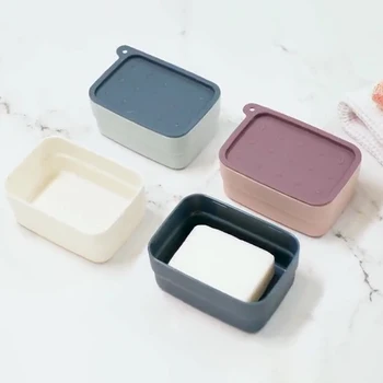 

Household Kitchen Portable Soap Box Waterproof And Moisture-proof Soap Storage Box With Sponge Cleaning Brush Portable Soap Box