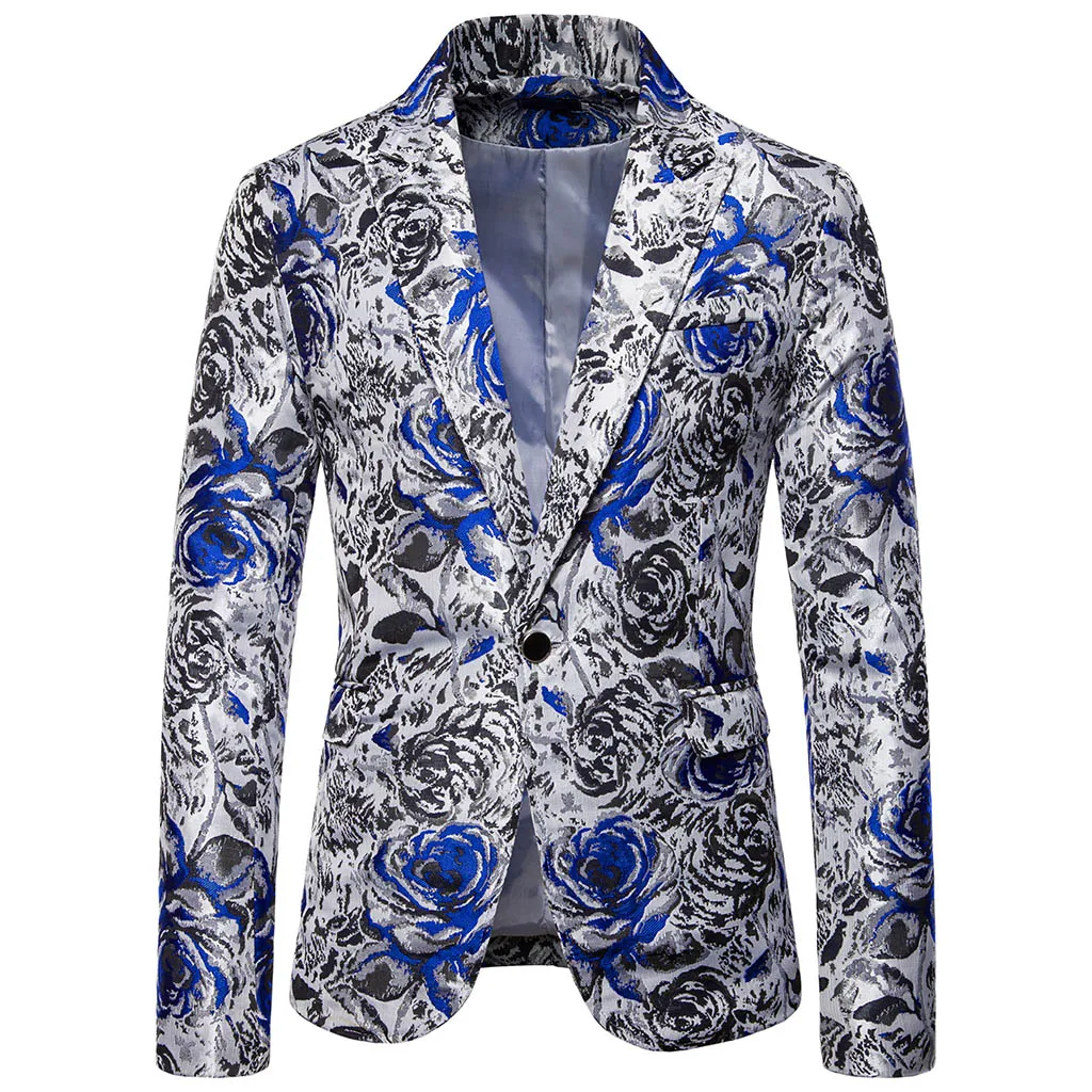 CYSINCOS Мужской Блейзер С Разноцветными полосками, дизайн размера плюс 5xl, стильный Повседневный Мужской приталенный пиджак, пальто для выпускного - Цвет: Blue